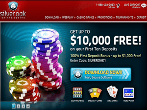 Silver Oak Casino website screenshot