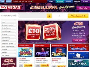 Sky Vegas Casino website screenshot