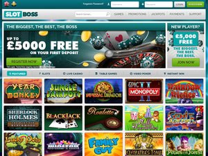 Slot Boss Casino website screenshot