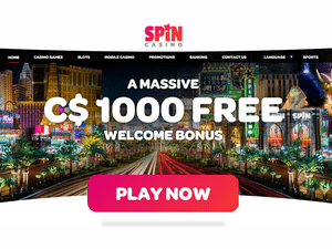 Spin Casino website screenshot