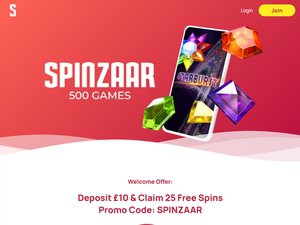 Spinzaar Casino website screenshot