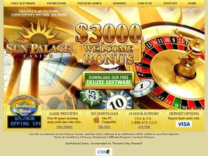 Sun Palace Casino website screenshot