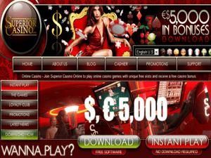 Superior Casino website screenshot