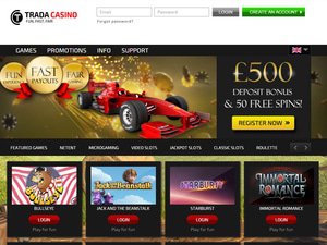 Trada Casino website screenshot
