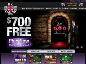 Uk Club Casino website screenshot