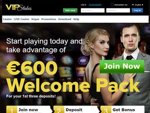 VIP Stakes Casino website screenshot