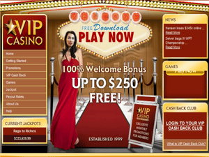 VIP Casino website screenshot