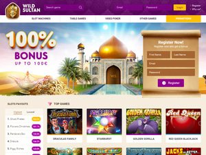 Wild Sultan Casino website screenshot