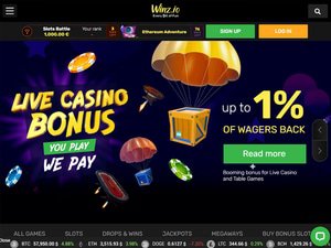 Winz.io Casino website screenshot