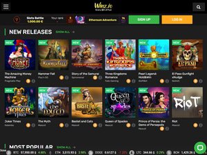 Winz.io Casino software screenshot