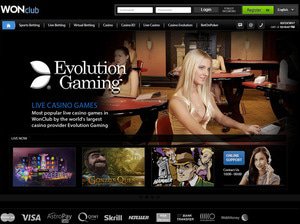 WonClub Casino website screenshot