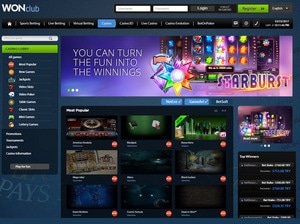 WONClub Casino software screenshot