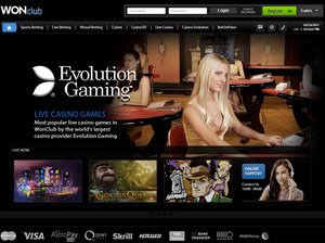 WONClub Casino website screenshot