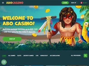 Abo Casino website screenshot