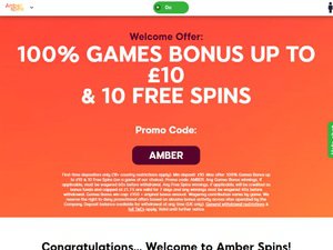 Amber Spins website screenshot