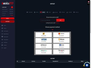 America777 Casino cashier screenshot