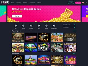 Arcadelara Casino website screenshot