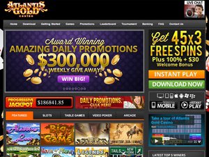 Atlantis Gold Casino website screenshot