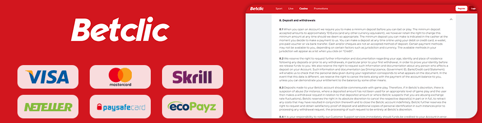 Betclic Casino banking