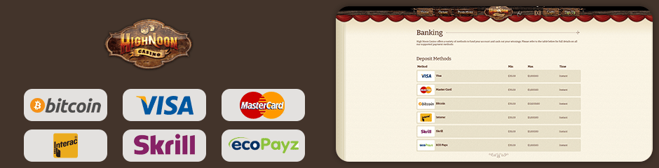 High Noon Casino banking