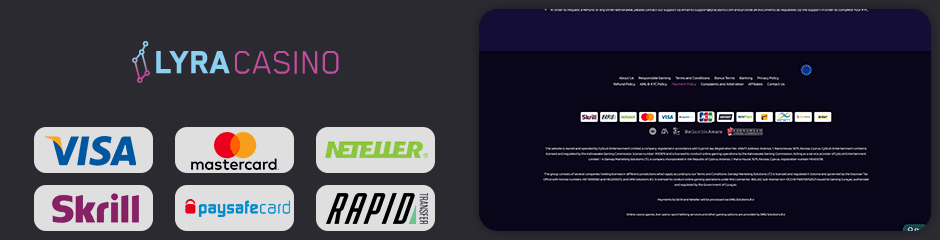 Lyra Casino banking
