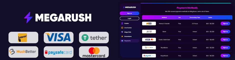 megarush casino banking
