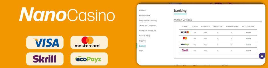 Nano Casino banking