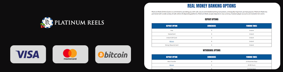 platinum reels casino banking