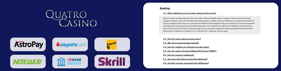 Quatro Casino banking