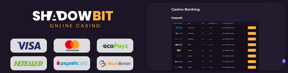 Shadowbit Casino banking