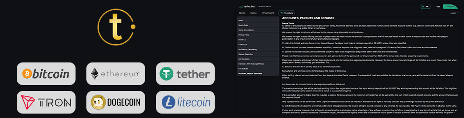 Tether.Bet Casino banking