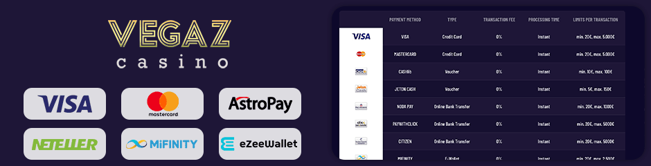 vegaz casino banking