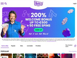 Barz Casino website screenshot