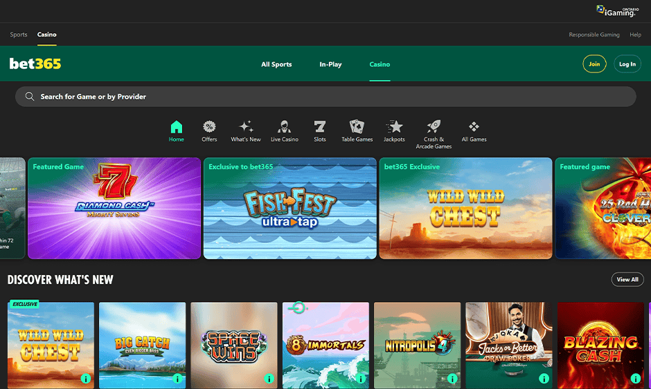 bet365 casino ontario games screenshot