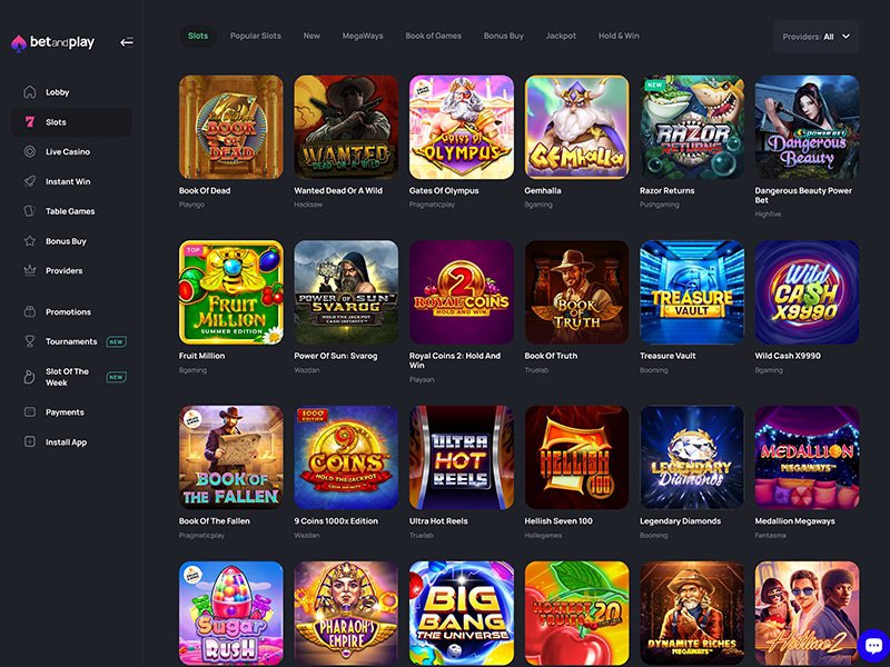 BetandPlay Casino games screenshot