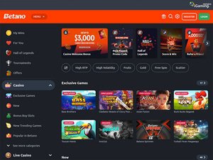 Betano Casino website screenshot