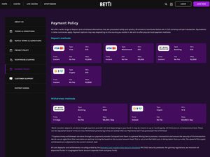 Betti Casino cashier screenshot