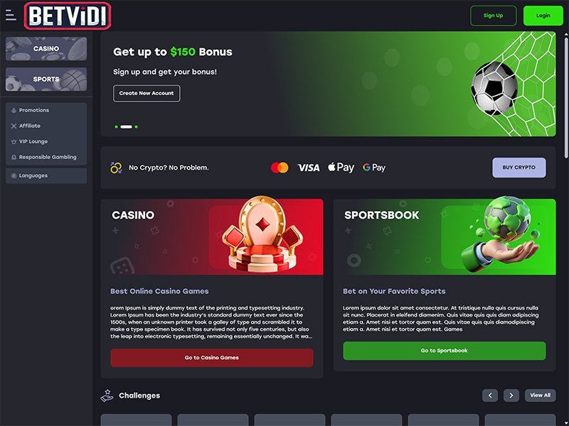 BetVidi Casino website screenshot