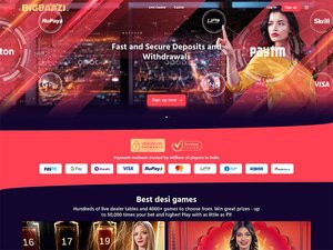 Big Baazi Casino website screenshot