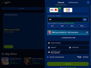 Billionaire Spin Casino cashier screenshot