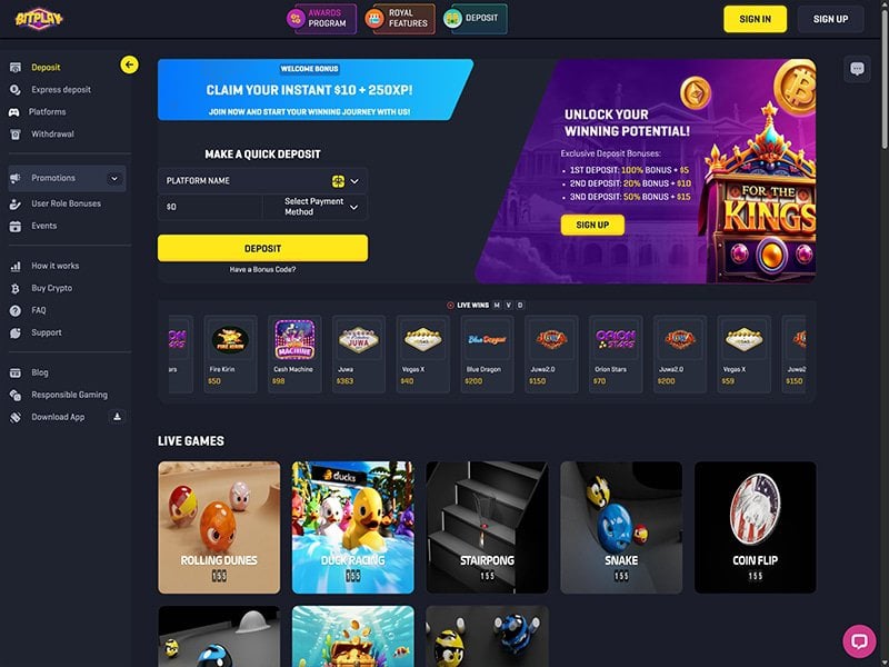 Bitplay Casino website screenshot