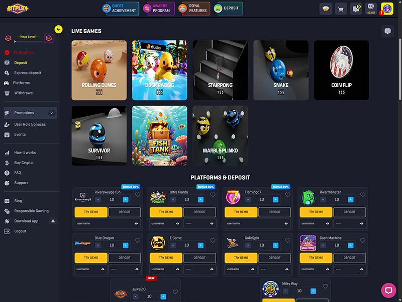 Bitplay Casino games screenshot