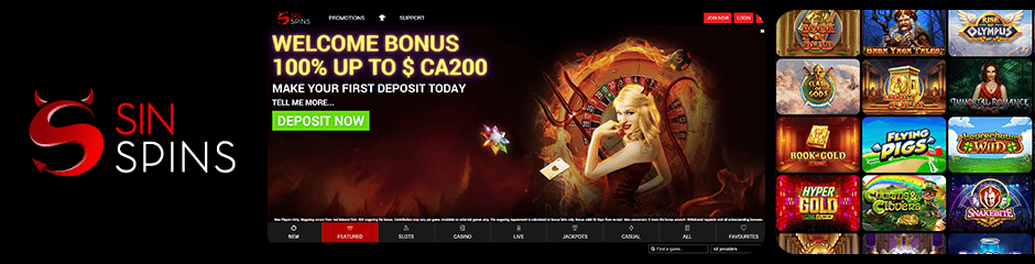 Sin Spins Casino top 10 bonus