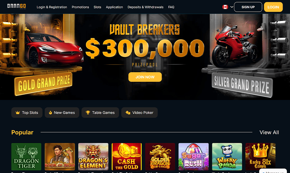 brango casino canada games screenshot