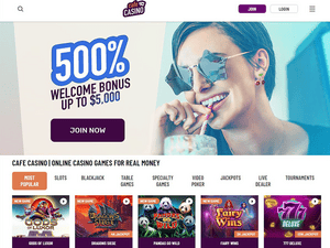 Cafe Casino website screenshot