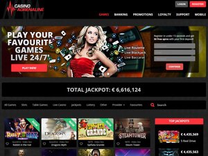 Adrenaline Casino website screenshot