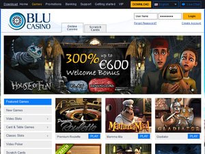 Casino Blu website screenshot