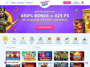 Joy Casino website screenshot