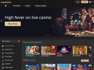 CasinoMetropol website screenshot