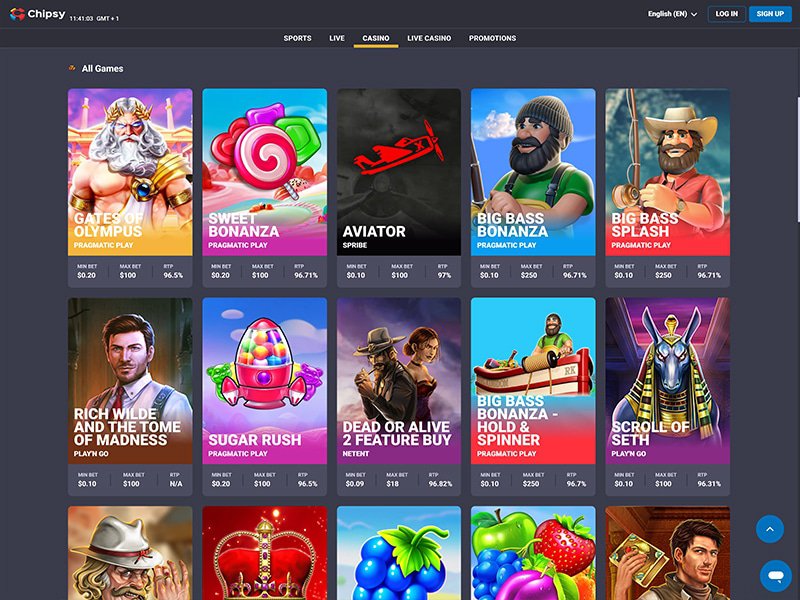 Chipsy Casino games screenshot